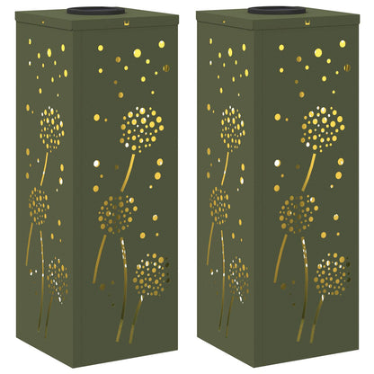 Solar LED Weg Licht 2 pcs Olive Grün Kalt gewalzter Stahl