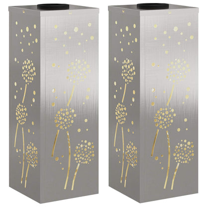 Solar LED Weg Licht 2 pcs Silber Edelstahl