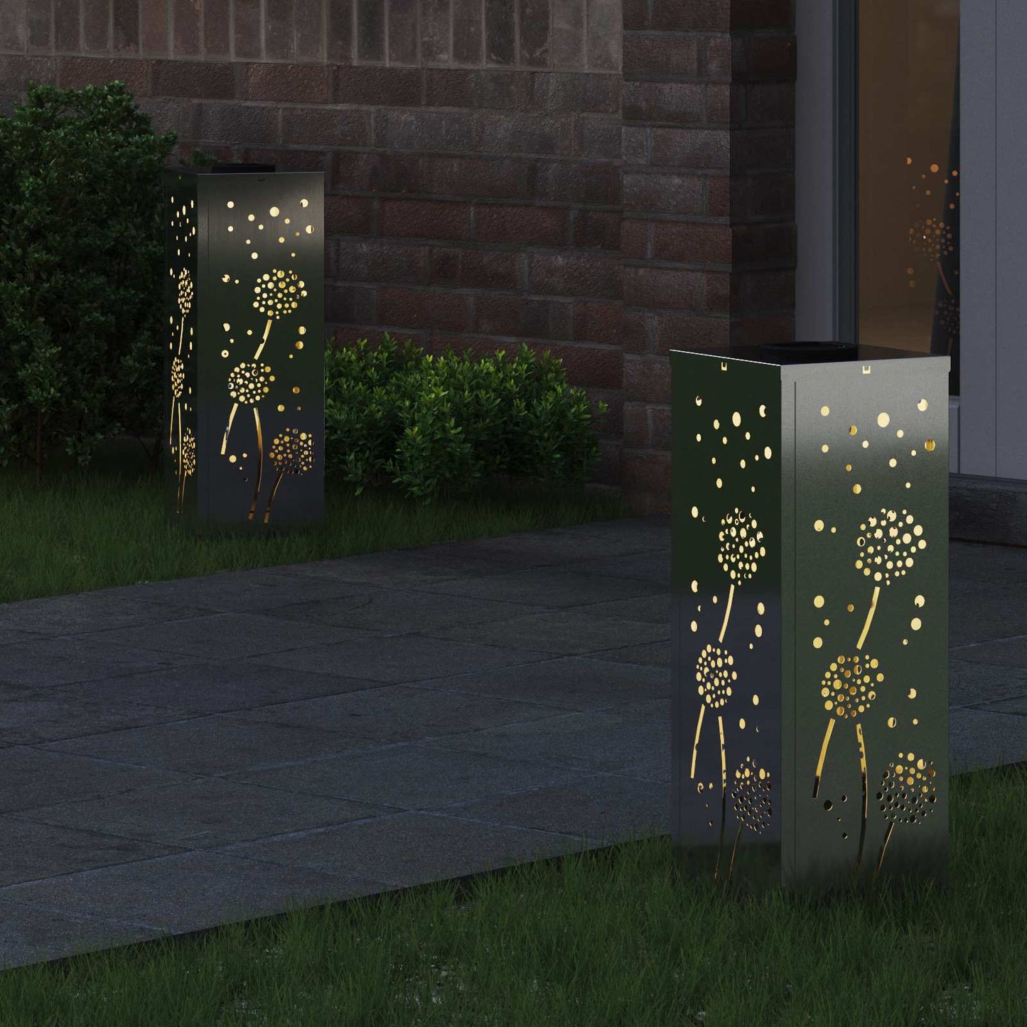 Solar LED Weg Licht 2 pcs Silber Galvanisiertes Stahl