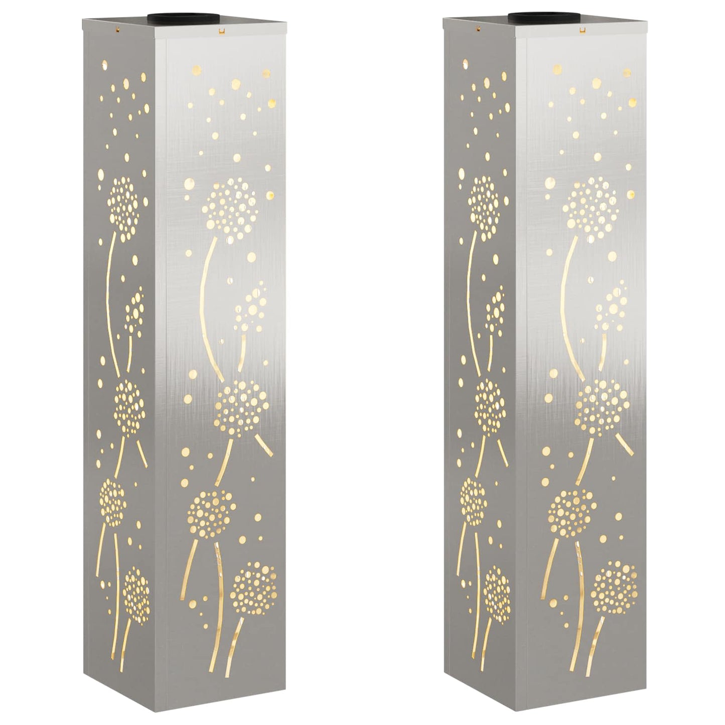 Solar LED Weg Licht 2 pcs Silber Edelstahl