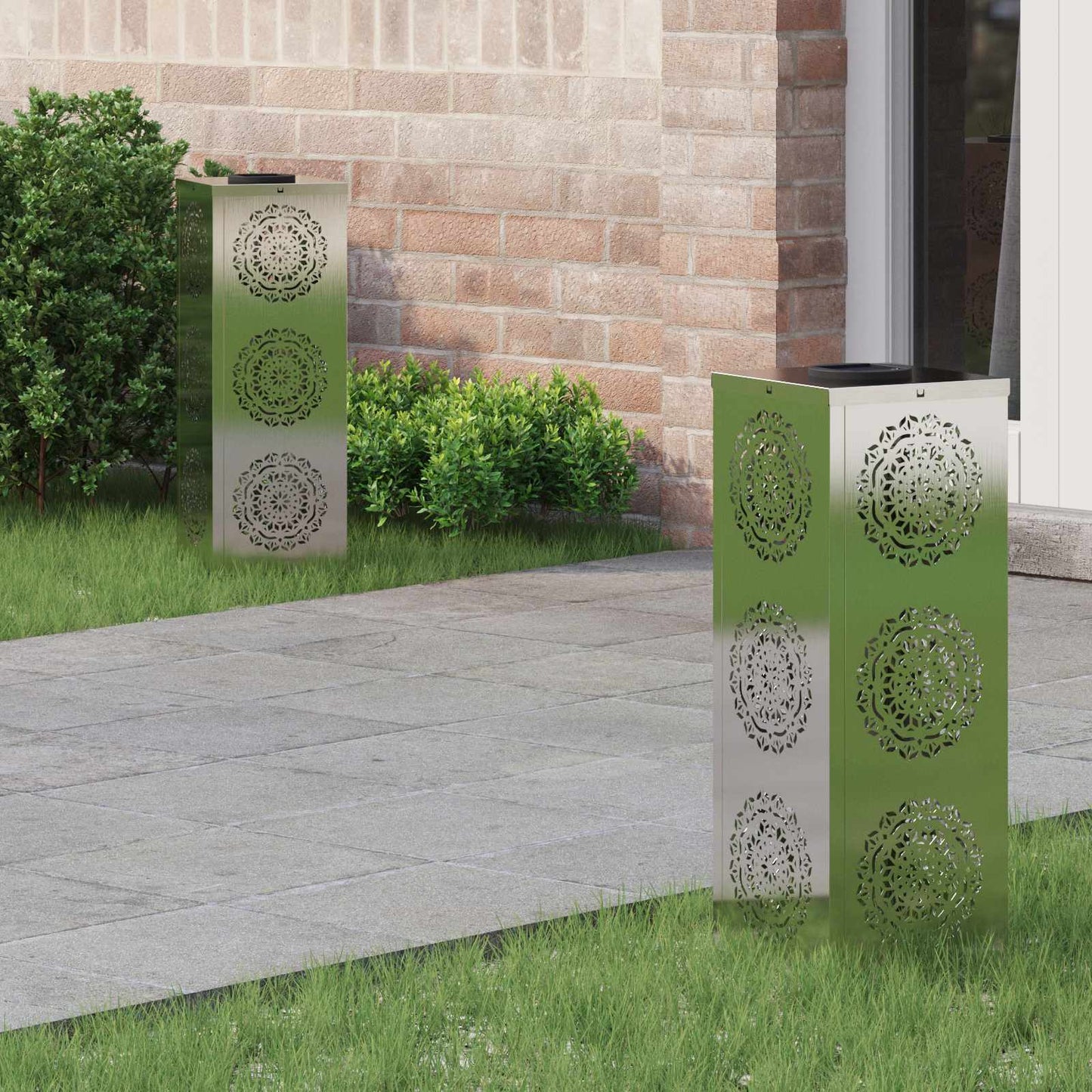 Solar LED Weg Licht 2 pcs Silber Edelstahl