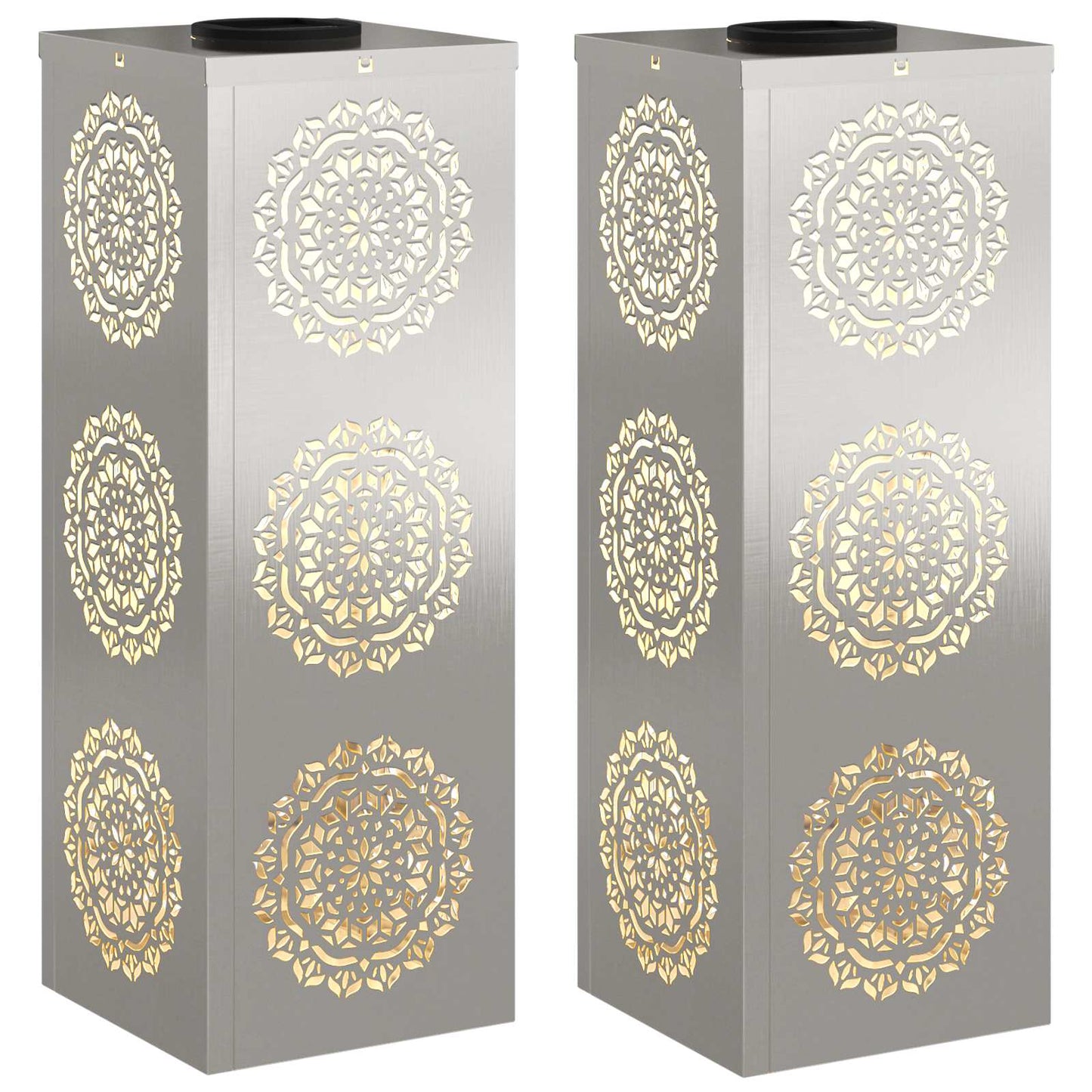 Solar LED Weg Licht 2 pcs Silber Edelstahl