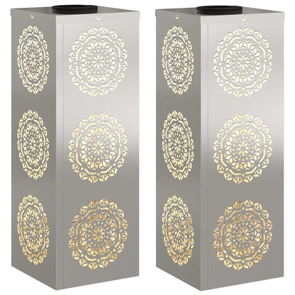 Solar LED Weg Licht 2 pcs Silber Edelstahl