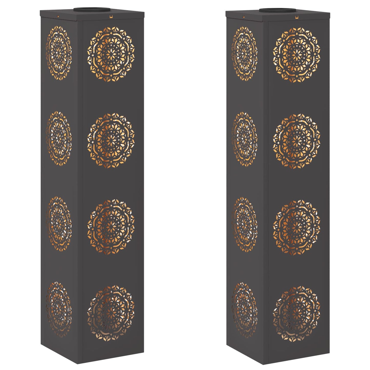 Solar LED Weg Licht 2 pcs Schwarz Kalt gewalzter Stahl