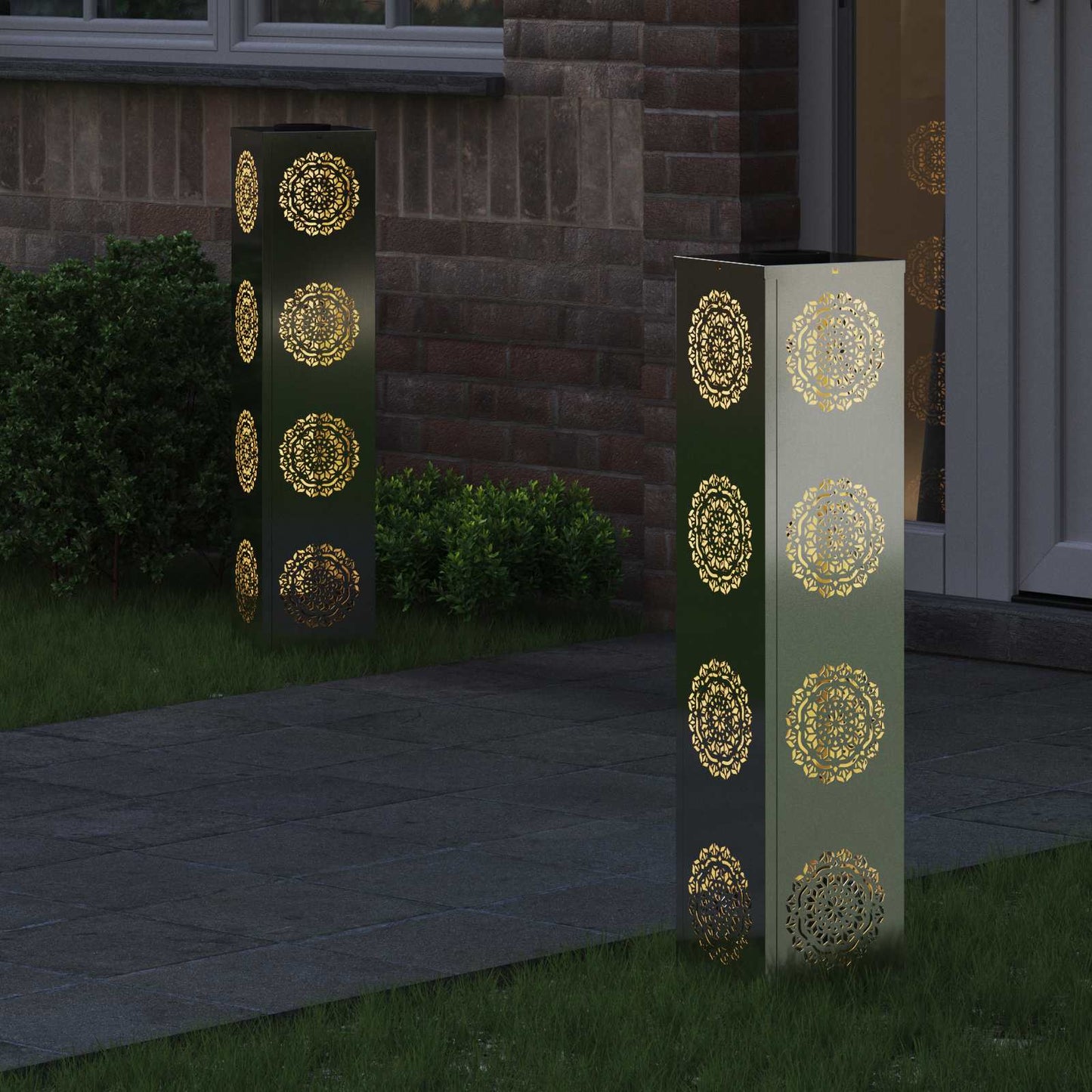 Solar LED Weg Licht 2 pcs Silber Galvanisiertes Stahl