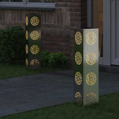 Solar LED Weg Licht 2 pcs Silber Galvanisiertes Stahl