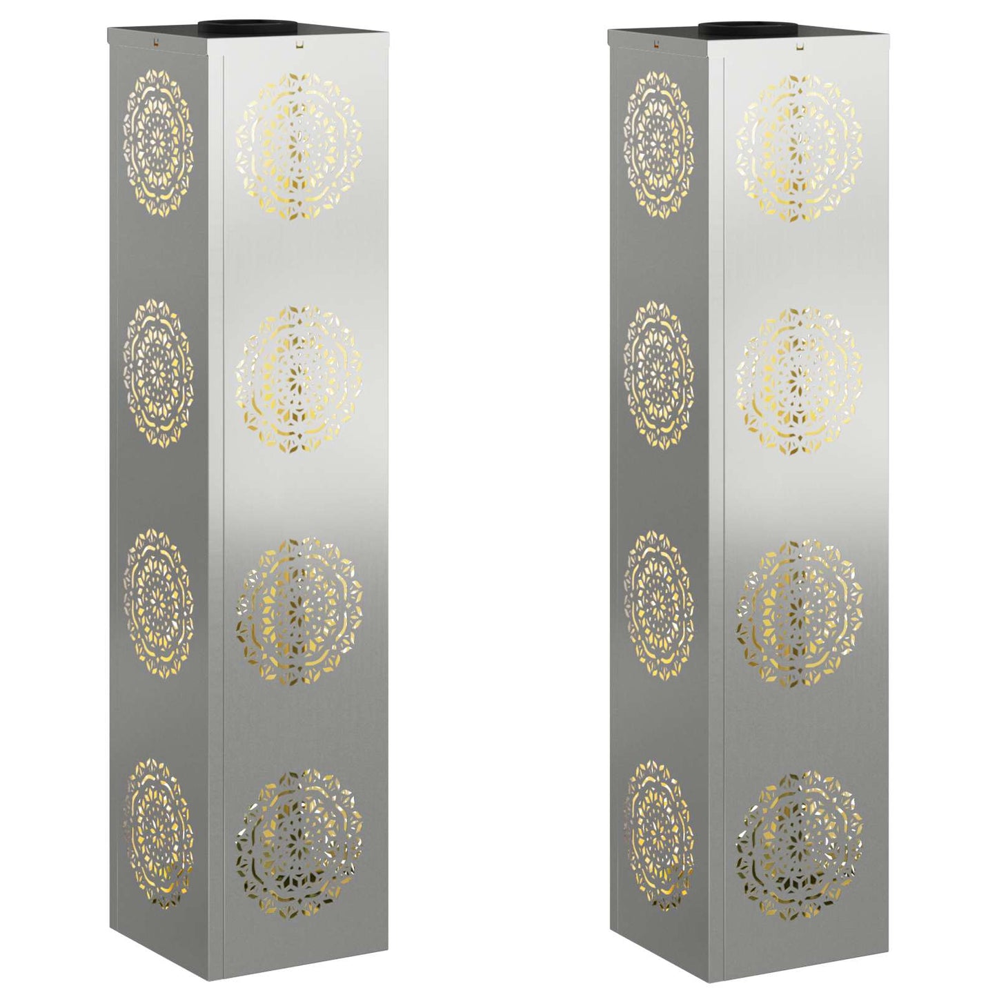 Solar LED Weg Licht 2 pcs Silber Galvanisiertes Stahl