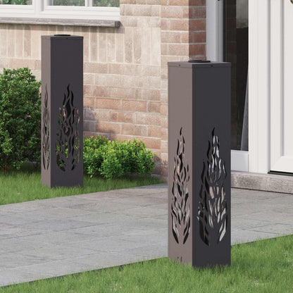 Solar LED Weg Licht 2 pcs Schwarz Kalt gewalzter Stahl