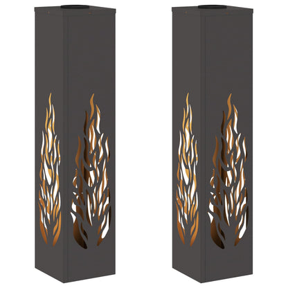 Solar LED Weg Licht 2 pcs Schwarz Kalt gewalzter Stahl