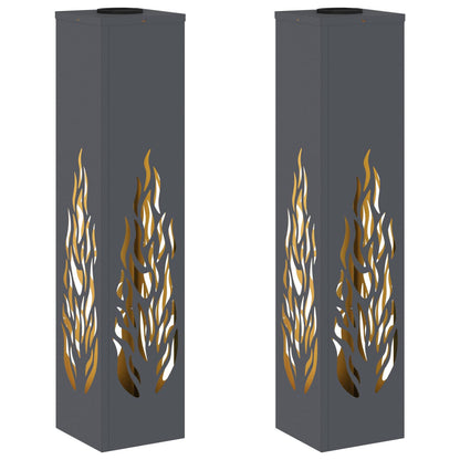 Solar LED Weg Licht 2 pcs Anthrazit Kalt gewalzter Stahl