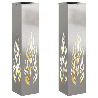 Solar LED Weg Licht 2 pcs Silber Edelstahl