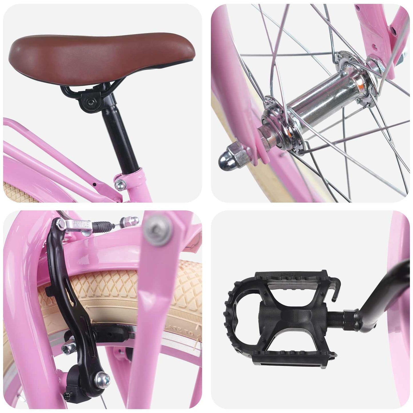 Kinderfahrrad 20 Zoll für 6-11 Jahre alt Hellrosa