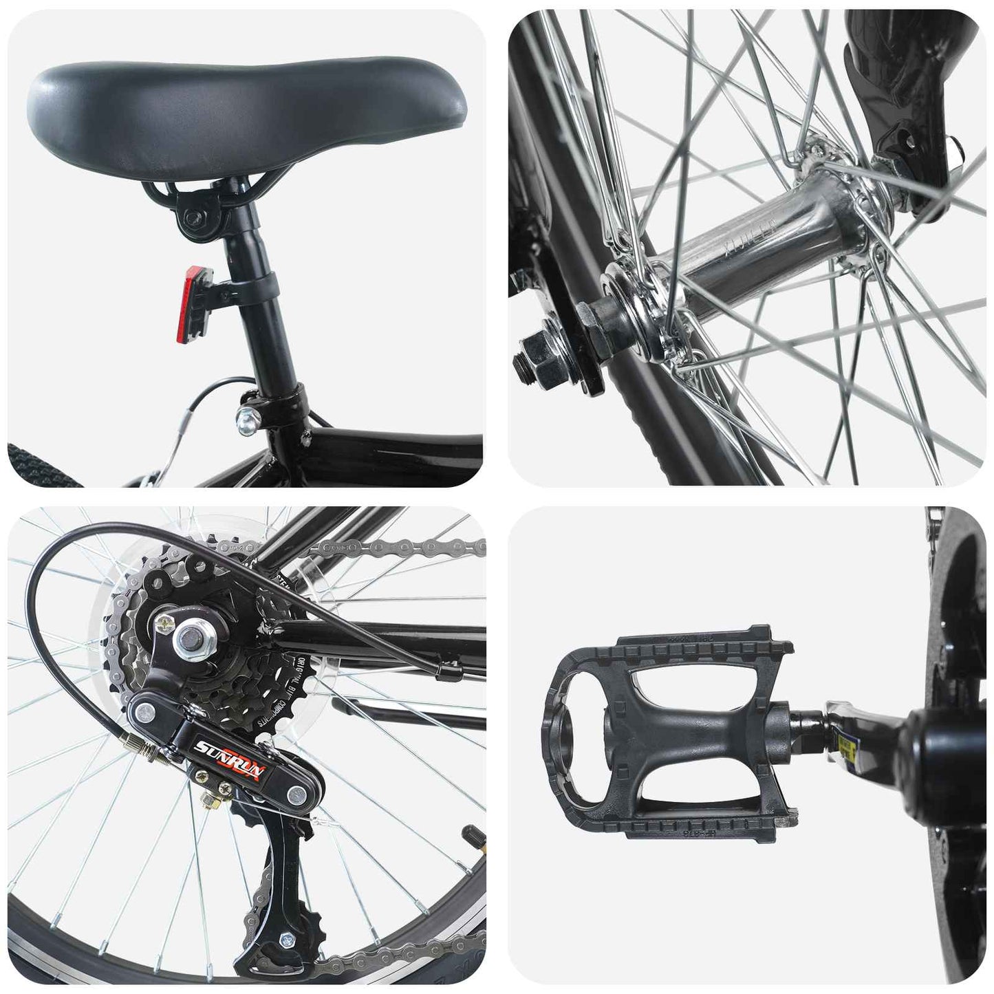 Kinderfahrrad 24 Zoll 6-Speed für 8-12 Jahre alt Schwarz