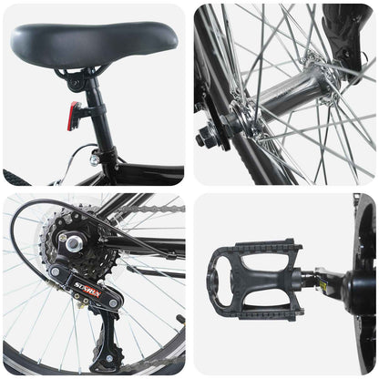 Kinderfahrrad 24 Zoll 6-Speed für 8-12 Jahre alt Schwarz