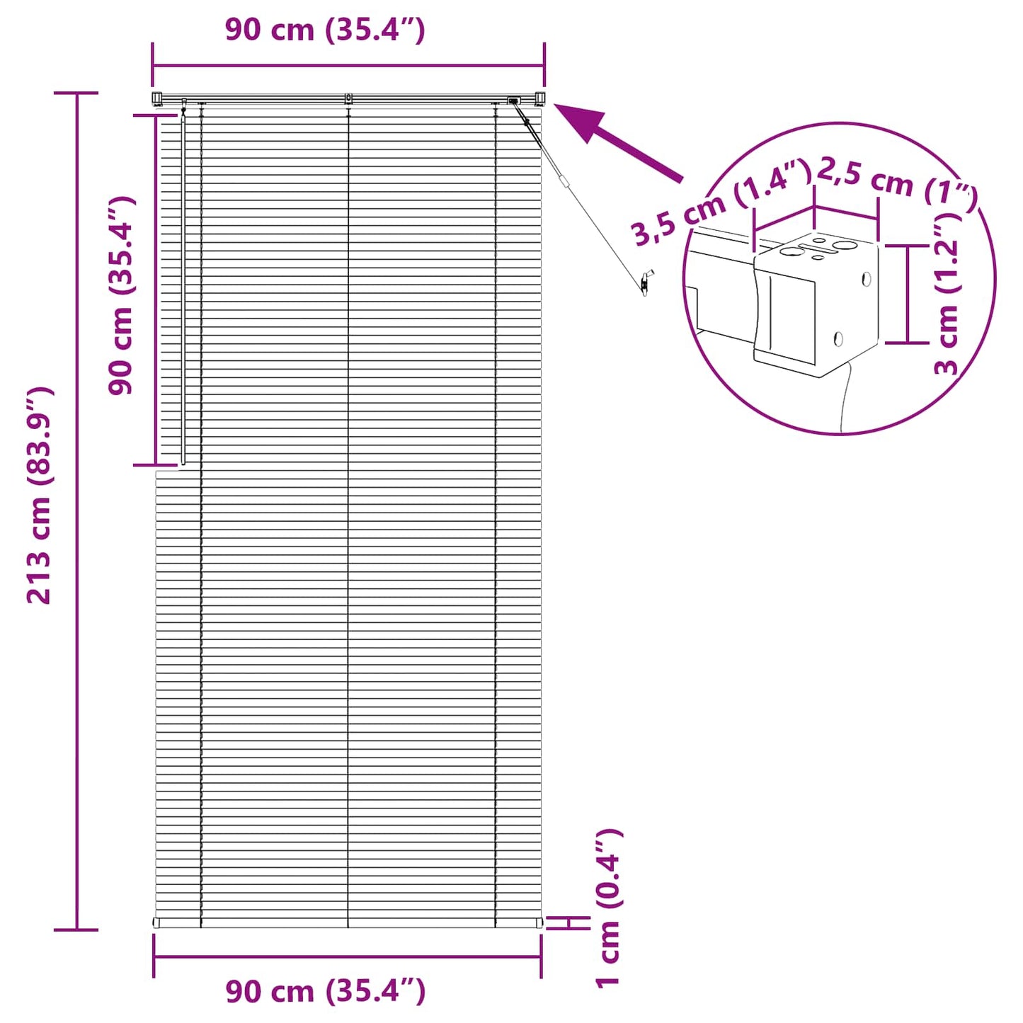 vidaXL Venetianer Jalousie Verstellbar Weiß 213 x 90 cm PVC