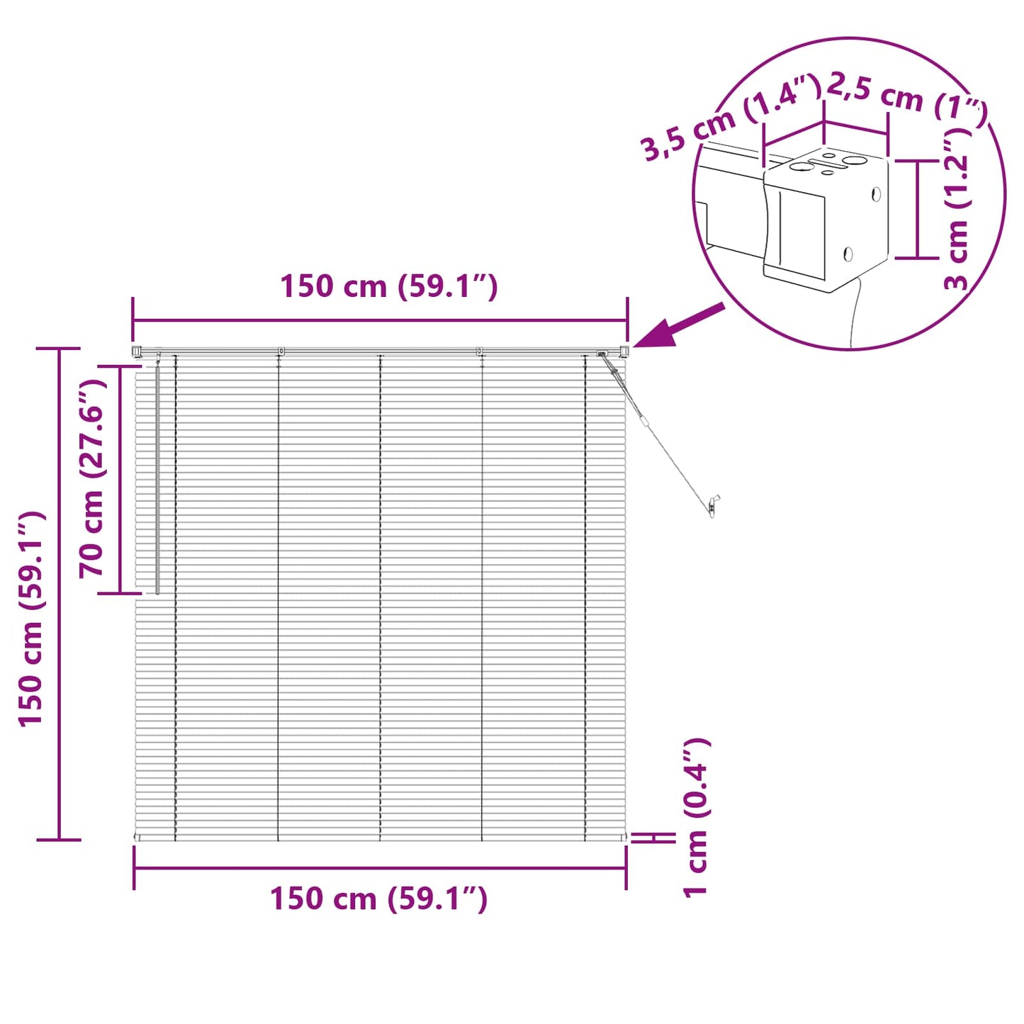 vidaXL Venetianer Jalousie Verstellbar Schwarz 150 x 150 cm PVC