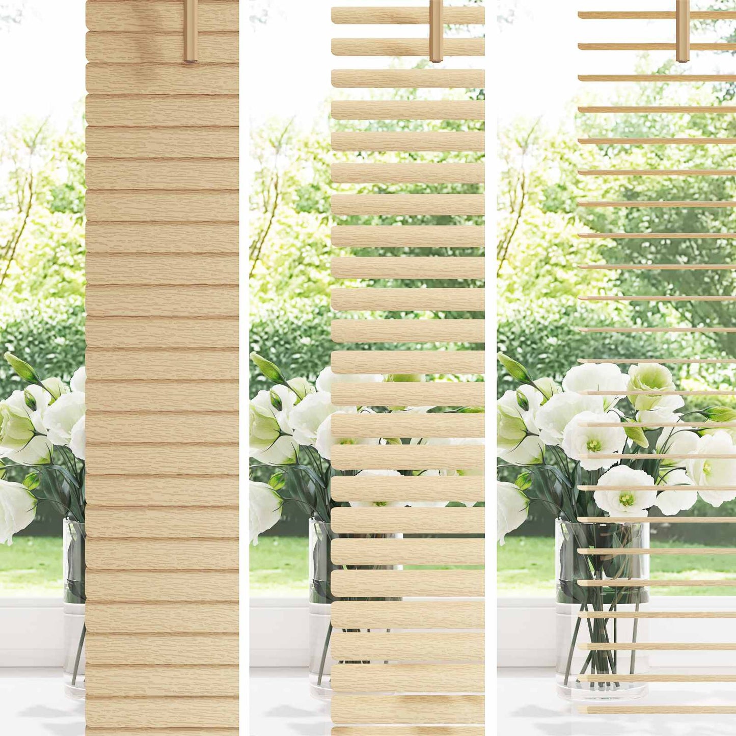 vidaXL Venetianer Jalousie Hellbraun mit Muster 150 x 110 cm PVC