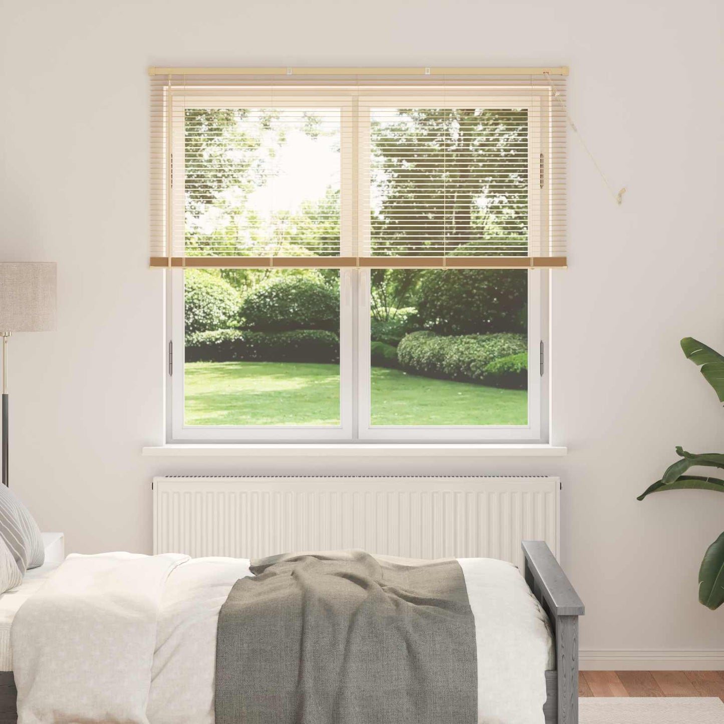 vidaXL Venetianer Jalousie Hellbraun mit Muster 150 x 160 cm PVC