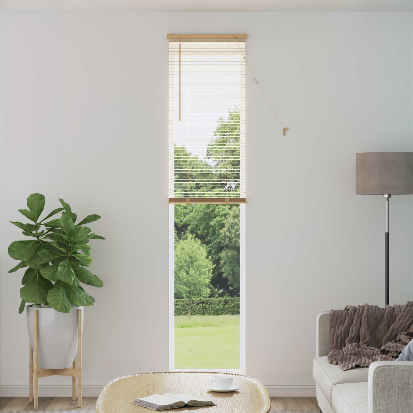 vidaXL Venetianer Jalousie Hellbraun mit Muster 213 x 40 cm PVC