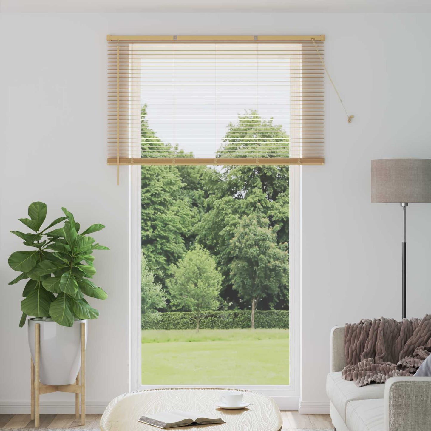vidaXL Venetianer Jalousie Hellbraun mit Muster 213 x 140 cm PVC