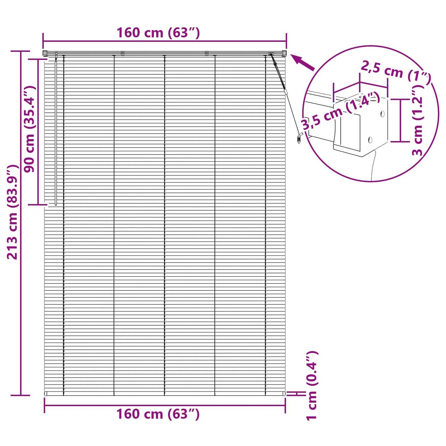Venetianer Jalousie Hellbraun mit Muster 213 x 160 cm PVC