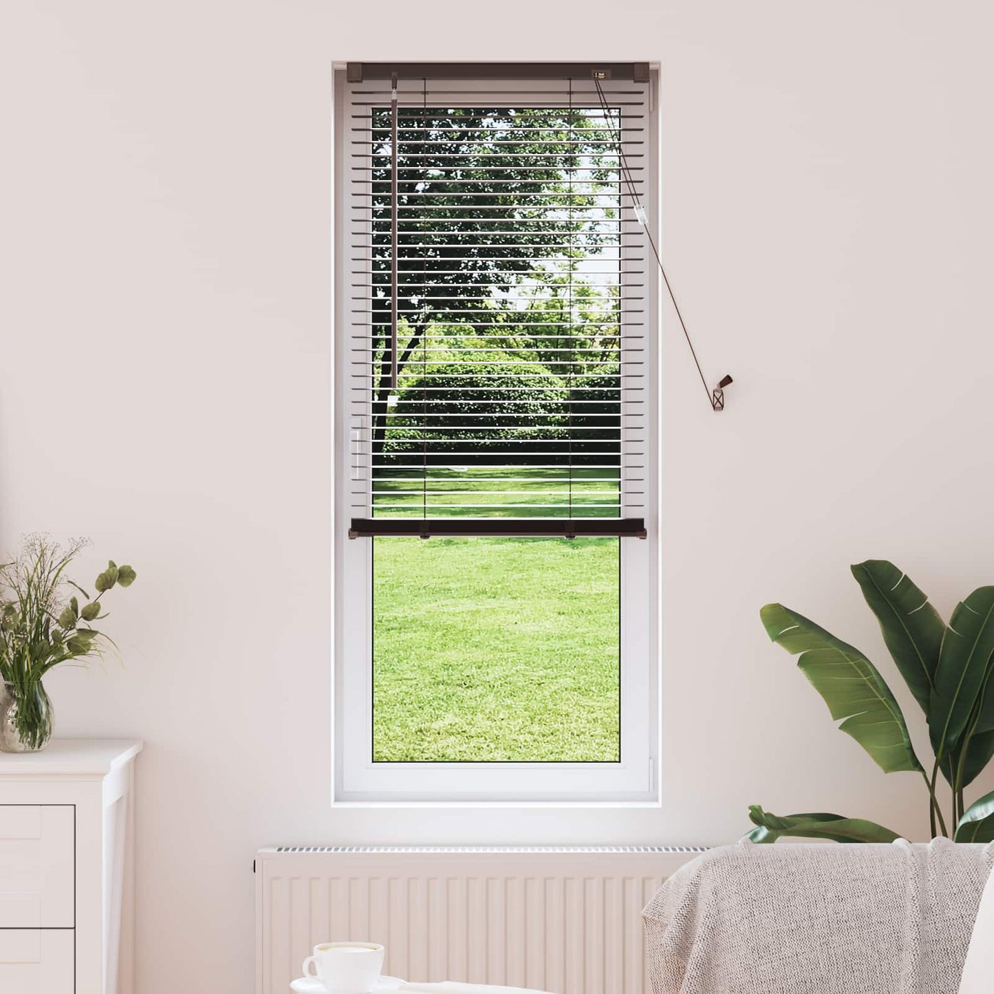vidaXL Venetianer Jalousie Dunkelbraun mit Muster 150 x 40 cm PVC