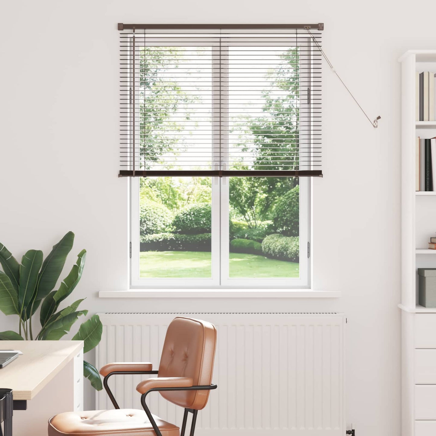 Venetianer Jalousie Dunkelbraun mit Muster 150 x 80 cm PVC