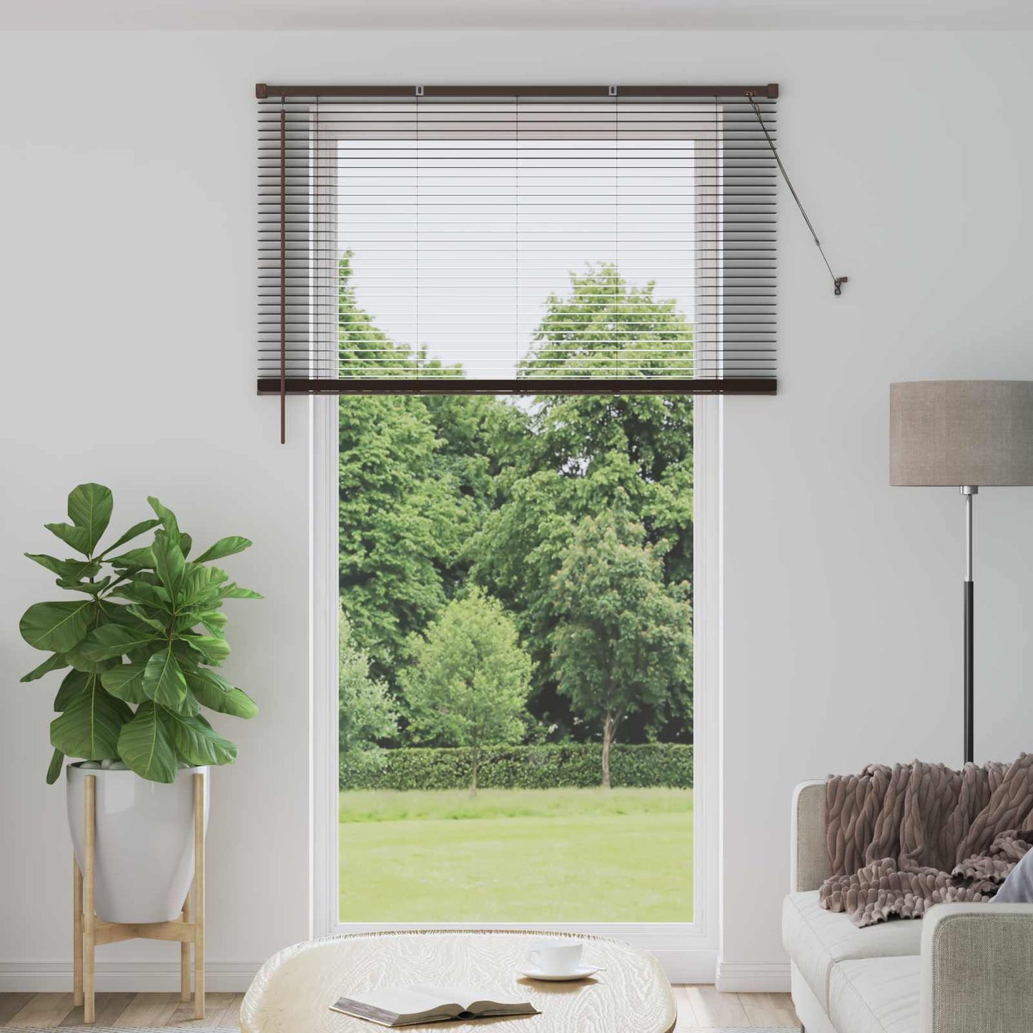 vidaXL Venetianer Jalousie Dunkelbraun mit Muster 213 x 130 cm PVC