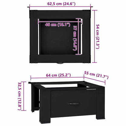 Waschmaschinen-Podest Schwarz 64 x 55 x 32,5 cm Stahl