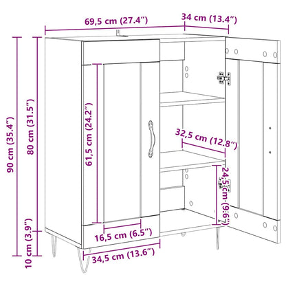 vidaXL Sideboard Altholz 69,5 x 34 x 90 cm Holzwerkstoff