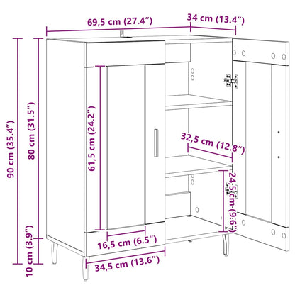 vidaXL Sideboard Altholz 69,5 x 34 x 90 cm Holzwerkstoff
