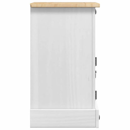 vidaXL Nachttisch Weiß 35 x 32,5 x 58 cm Massives Kiefernholz