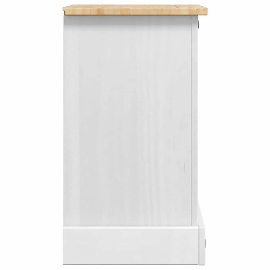 vidaXL Nachttisch Weiß 35 x 32,5 x 58 cm Massives Kiefernholz