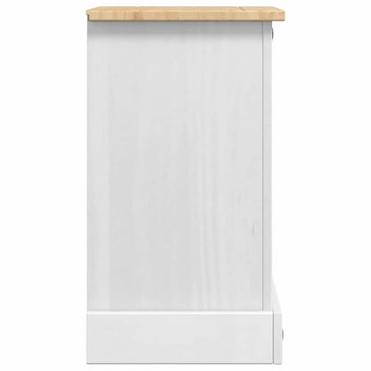 vidaXL Nachttisch Weiß 35 x 32,5 x 58 cm Massives Kiefernholz