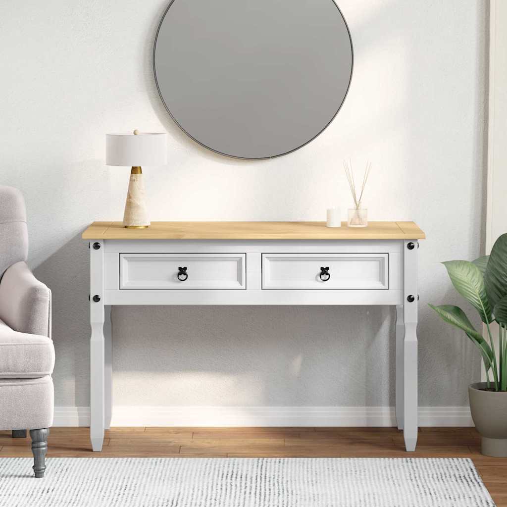vidaXL Beistelltisch Weiß 115 x 46 x 73 cm Massives Kiefernholz