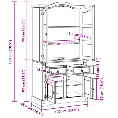 Sideboard Corona Weiß 100 x 48,5 x 179 cm Massives Kiefernholz