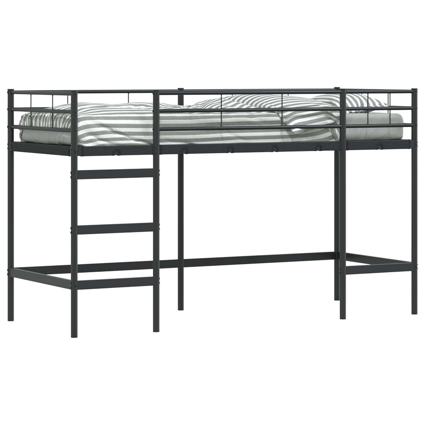 vidaXL Kinderloftbett Schwarz 90 x 190 cm Stahl