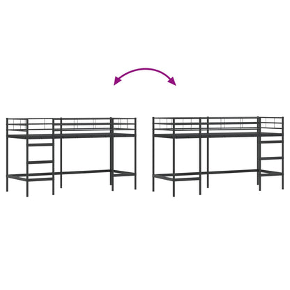 vidaXL Kinderloftbett Schwarz 90 x 190 cm Stahl