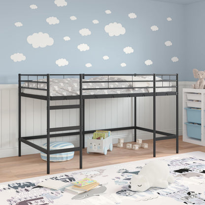 vidaXL Kinderloftbett Schwarz 99,5 x 200 cm Stahl