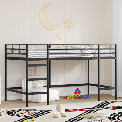 vidaXL Kinderloftbett Schwarz 107 x 200 cm Stahl