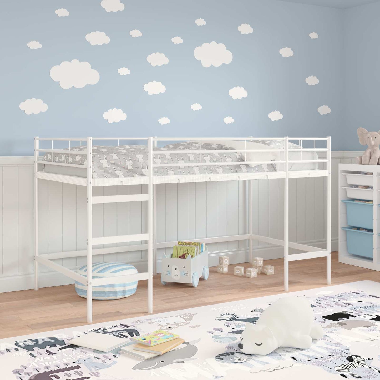 vidaXL Kinderloftbett Weiß 90 x 200 cm Stahl