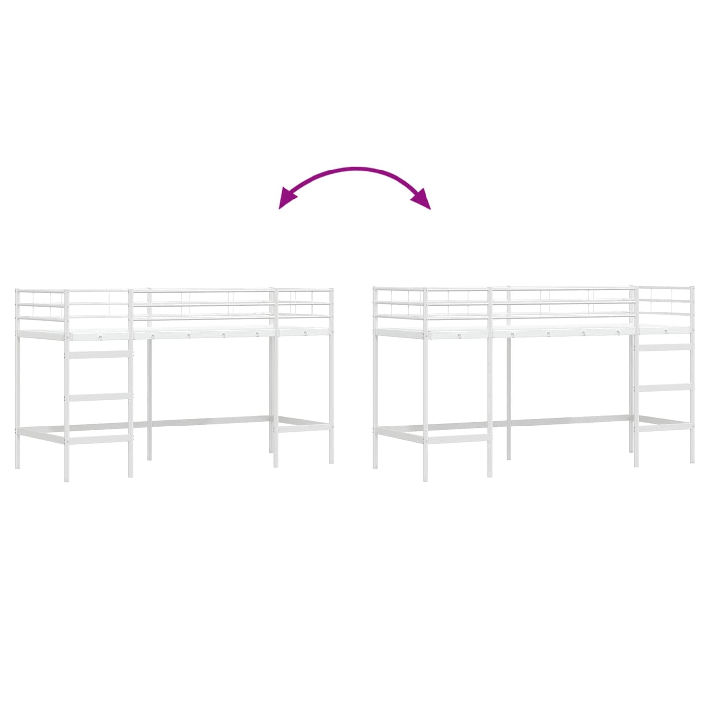 vidaXL Kinderloftbett Weiß 99,5 x 190 cm Stahl