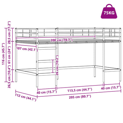 vidaXL Kinderloftbett Weiß 107 x 200 cm Stahl
