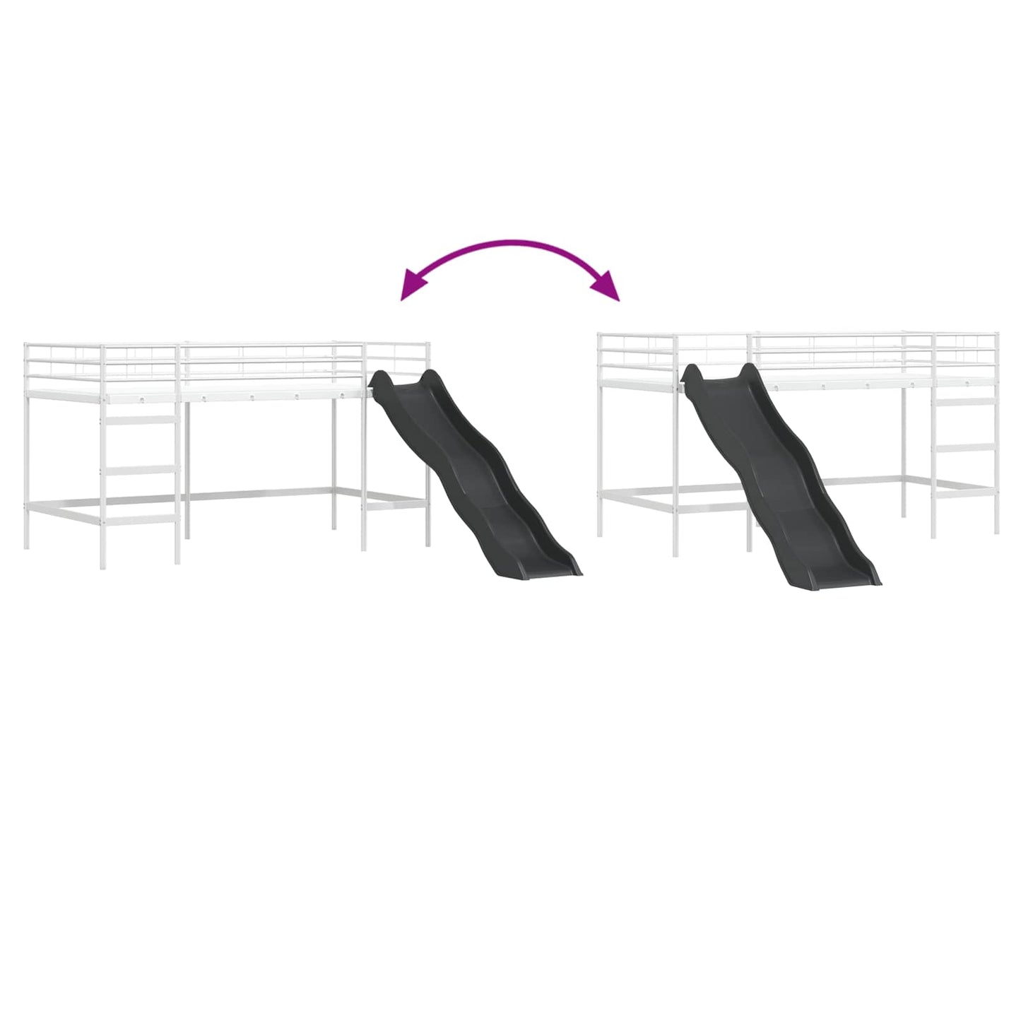 Kinder-Loftbett mit Rutsche Weiß und Anthrazit 79,5 x 200 cm