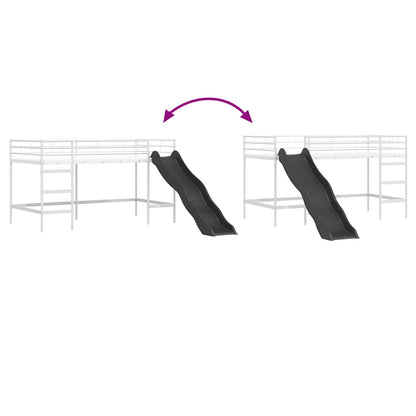 Kinder-Loftbett mit Rutsche Weiß und Anthrazit 79,5 x 200 cm