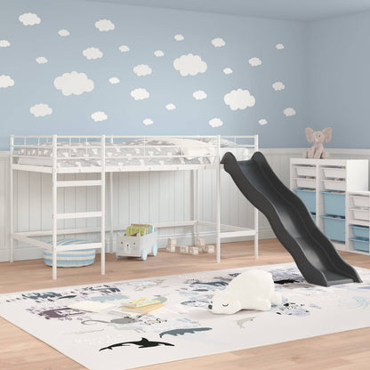 vidaXL Kinder-Loftbett mit Rutsche Weiß und Anthrazit 99,5 x 200 cm