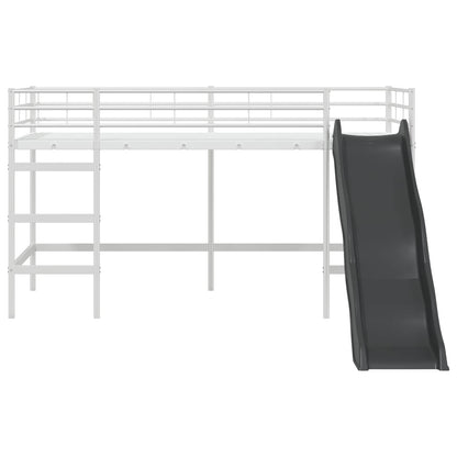 vidaXL Kinder-Loftbett mit Rutsche Weiß und Anthrazit 99,5 x 200 cm