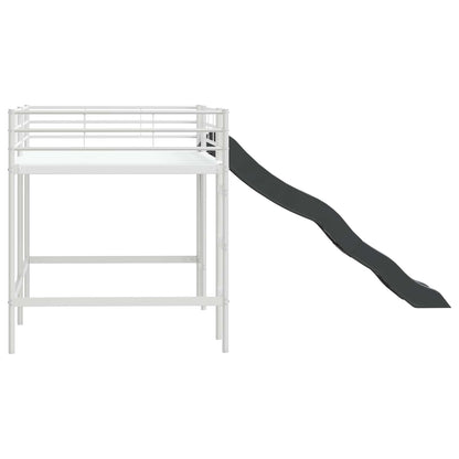 vidaXL Kinder-Loftbett mit Rutsche Weiß und Anthrazit 99,5 x 200 cm