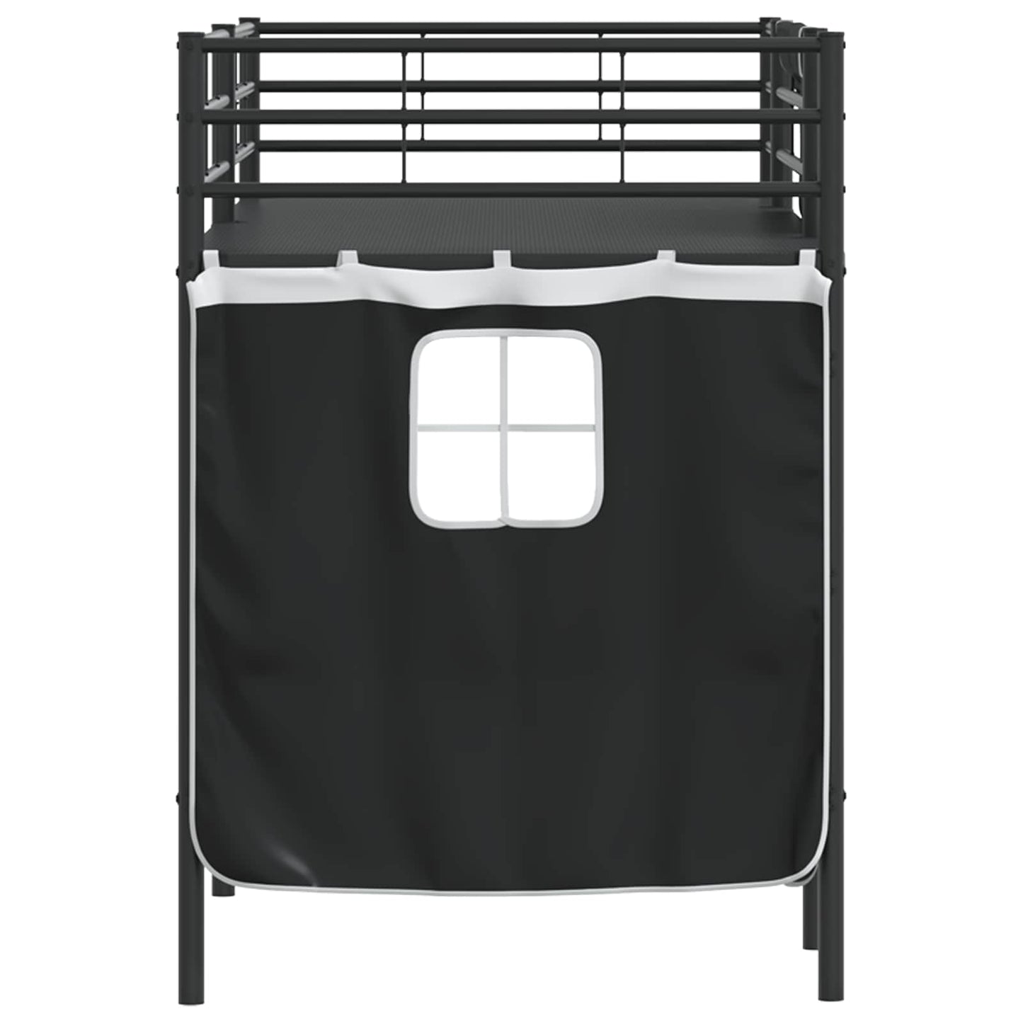 vidaXL Kinder Loft Bettgestell mit Vorhängen Schwarz 74,5 x 190 cm