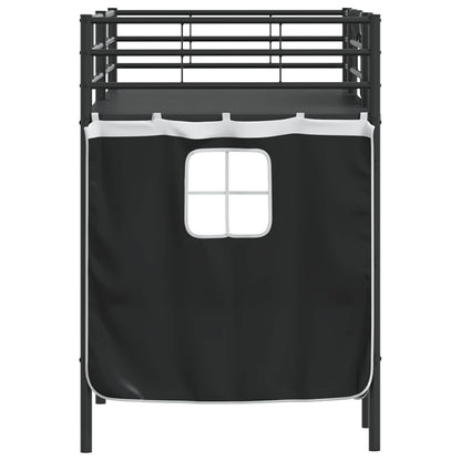 vidaXL Kinder Loft Bettgestell mit Vorhängen Schwarz 74,5 x 190 cm